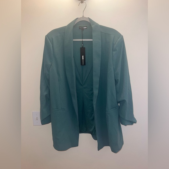 Fashion Nova Jackets & Blazers - Fashion Nova The Celine Blazer Sage Green Open Front‎ Jacket – Size 2X NWT